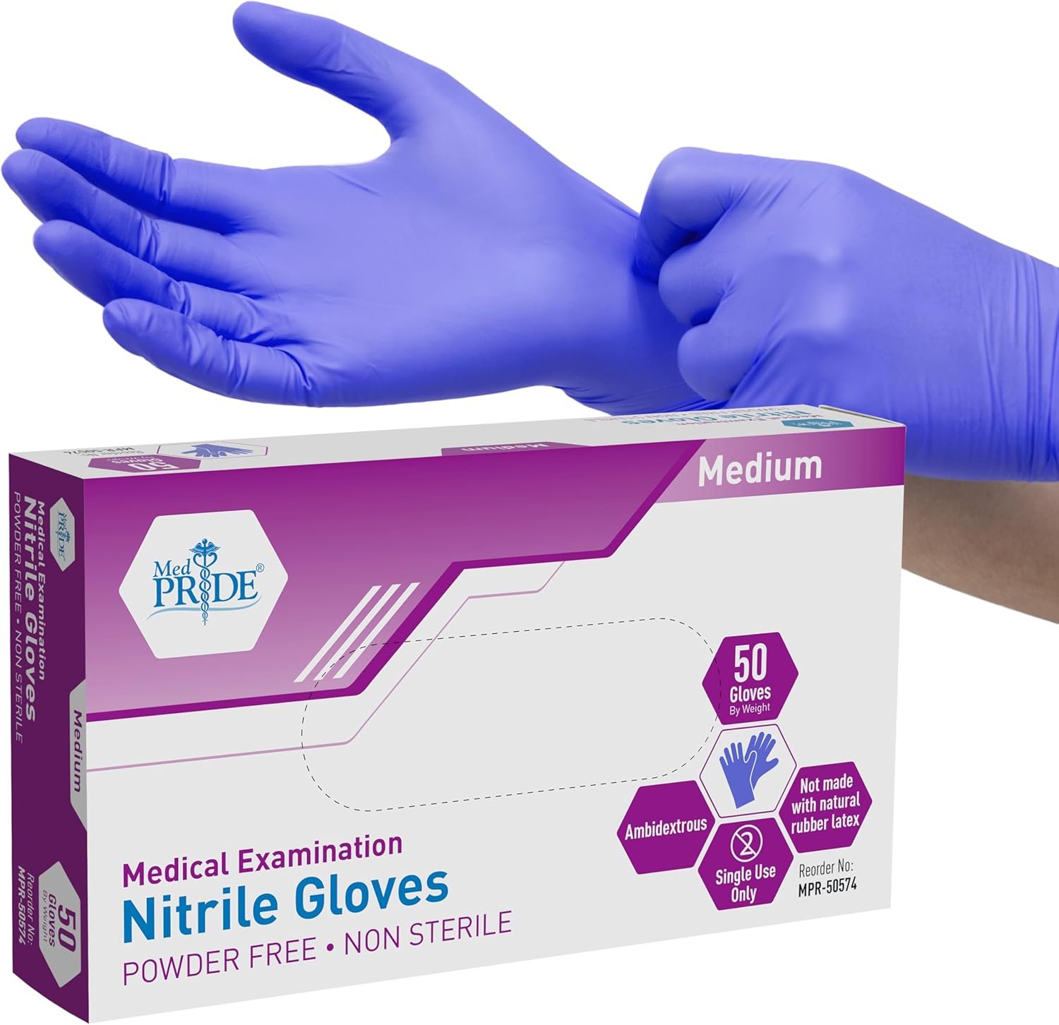 65dd92a42566715d1455b9b3-med-pride-nitrile-medical-exam-gloves Surgical disposable hand gloves - Image 1